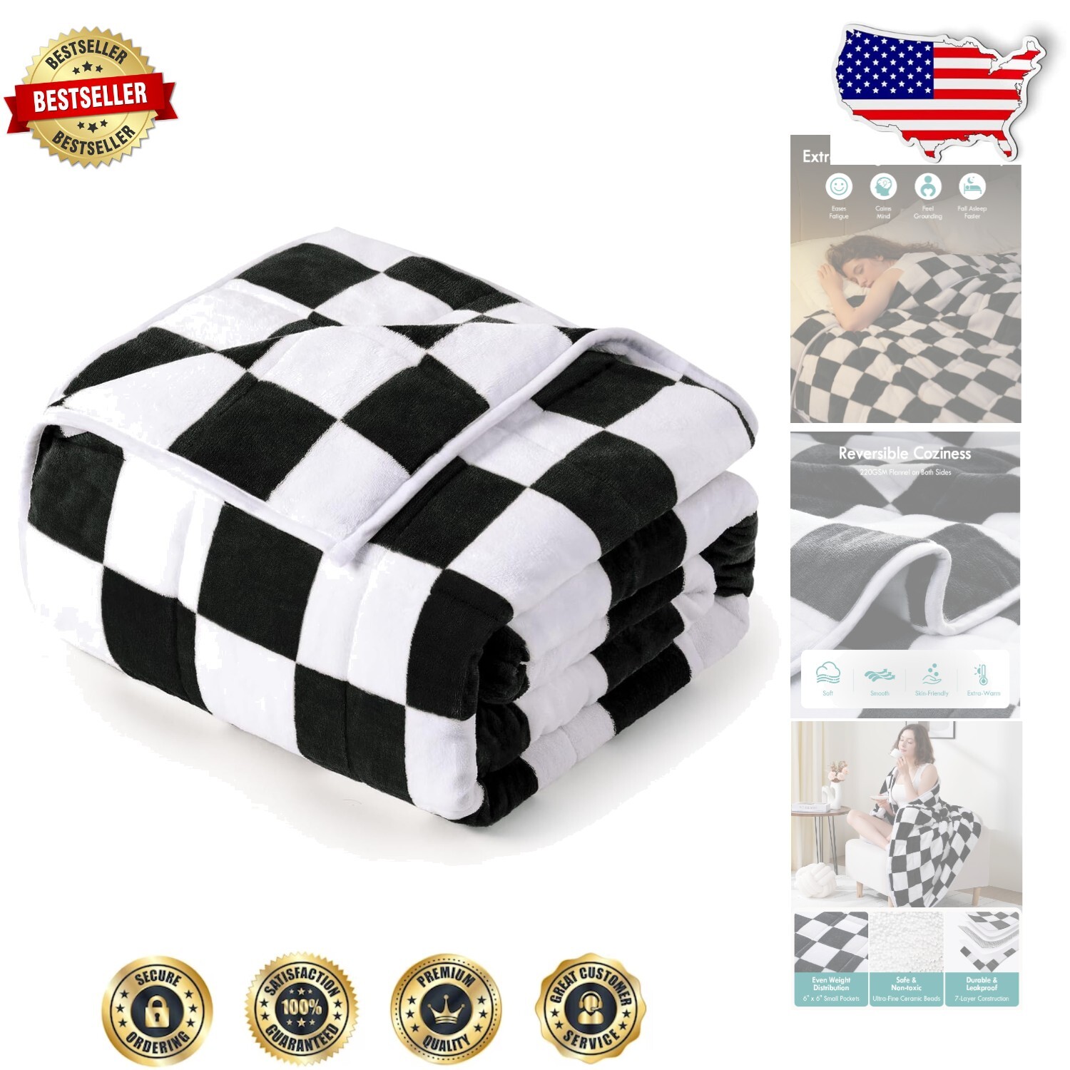 15 lb Flannel Weighted Blanket Reversible & Warm for Cozy Comfort-image