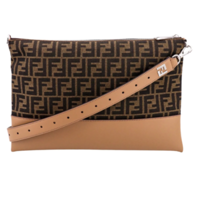 NEW FENDI FF LOGO ZIP CLUTCH SHOULDER BAG NWT! | eBay