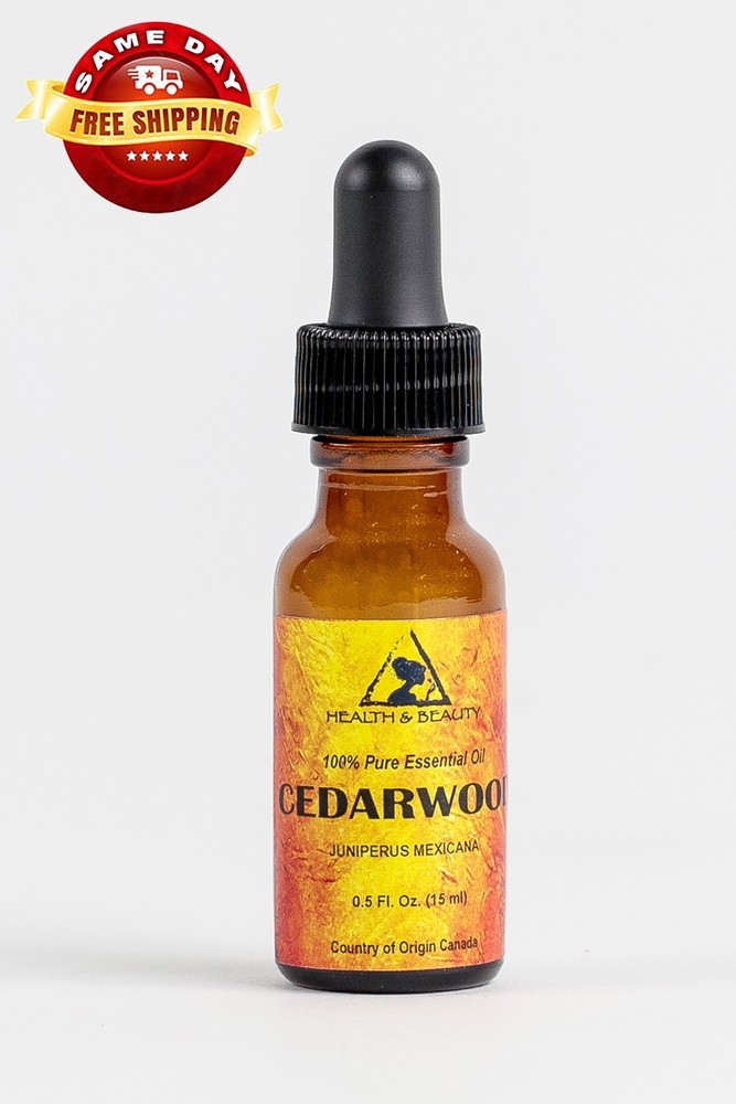 CEDARWOOD ESSENTIAL OIL ORGANIC by H&B Oils Center GLASS DROPPER 0.5 OZ, 15 ml