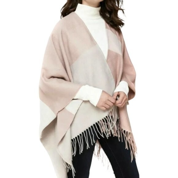 SOIA & KYO Women's Woven Scarf Wrap Shawl - Quartz/ tan / pink - retail $85