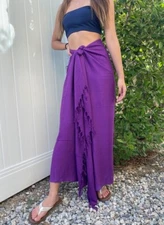 Hawaiian Pareo Sarong Solid Purple Hawaiian Luau Cruise Beach Pool Wrap Dress