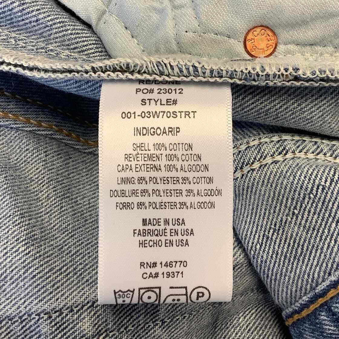 NEW RE/DONE LEVIS Sz 26 70s Straight Indigo Ass Rip Denim NEW RE/DONE LEVIS Sz 26 70s Straight Indigo Ass Rip Denim
