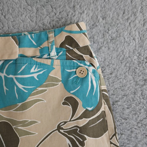Ann Taylor LOFT Laura Pants Womens 2 Blue Tan Tropical Leaf Crop Stretch Casual - Picture 10 of 11