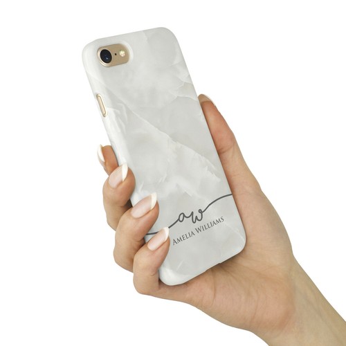 Personalised Marble Phone Case with Name and Flowing Initials for iPhone Models - Picture 35 of 49