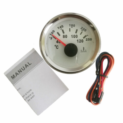 4 Gauge Set Fuel Level Gauge Oil Pressure Volt Water Temp 52mm/2inch White 9-32V - Foto 2 di 6
