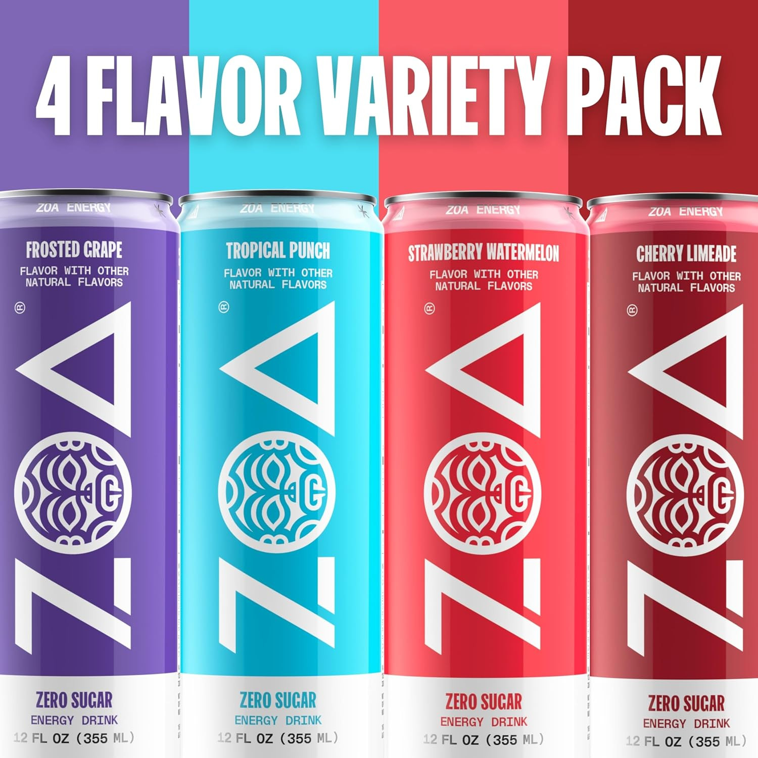 Zero Sugar Energy Drinks, Variety Pack - Sugar Free with Electrolytes, Health...