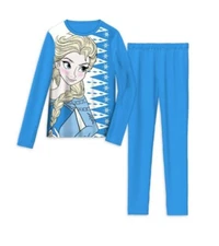 New Girls Frozen Elsa Warm Underwear 2 pc set Shirt Pants Sz XS S M 4 5 6 8 10