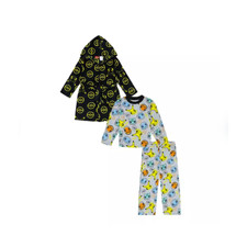 Pokemon Boys 3-Piece Super Soft Hooded Robe  Pajama Set Sz 6 Lounge Sleep Wear