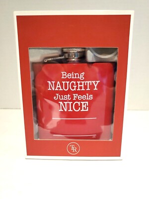 Being Naughty Just Feels Nice Red Pocket Hip Flask
