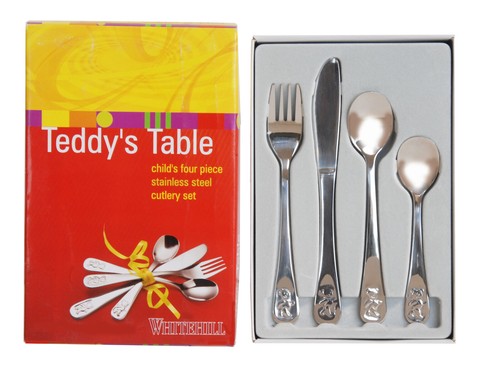 Whitehill Baby Stainless Steel 4 Piece Cutlery Set Teddy's Table WP1701 - Bild 2 von 2