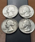 Lot of 4 90% Silver Washington Quarters 1945–1964 Junk Silver - FREE SHIPPING