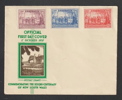 Australia 1937 FDC Cover NSW Sesqui Centenary Set Not Cancelled Unused