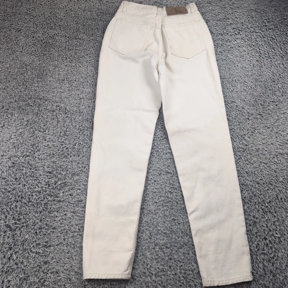 Vintage Calvin Klein Jeans Women 4 Beige High Rise USA Made Retro Y2K 90s Denim - Image 2 of 4