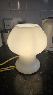 Vintage opaque glass mushroom lamp 23cm high