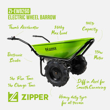 Zipper ZI-EWB260 Electric Wheel Barrow 40v 350w Motor  100ltr 260kg 5hr Run Time