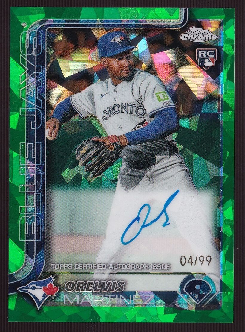 2025 Topps Chrome Sapphire Rookie Autographs Green #RA-OM Orelvis Martinez 4/99