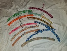 Lot Of 12 Vintage Handmade Crocheted / Knitted Wooden Hangers Multi-Colors