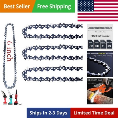 4 Pieces] 6 Inch Mini Chainsaw Chain 37E Drive Links, 1/4''LP Pitch, .043'' Gau...