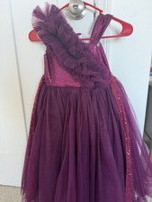 Girls Purple Tulle Ball Gown Dress 3-4 Years Sleeveless Party Formal Sequins