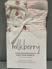 Milkberry Baby Swaddling Blankets Pink Floral Stripes Newborn Bamboo Girls New