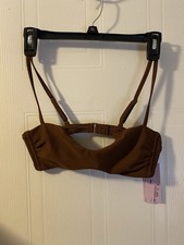 Dark Brown Adjustable Straps Bralette Bikini Top WILD FABLE NEW