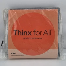Thinx for All Period Underwear Womens Size M Gray Brief Moderate Absorbency 