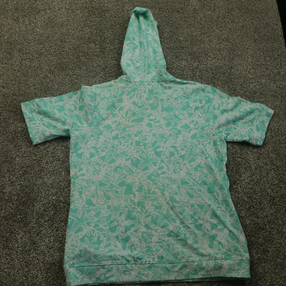 Chaqueta Quacker Factory para mujer M Aqua Sea estrás manga corta cremallera sudadera con capucha Foto 2 de 4