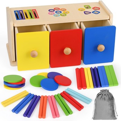 Wooden Montessori Toys for 1+ Year Old, Fine Motor Skills Sensory Preschool Lear