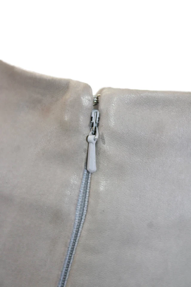 Pantalones ajustados informales con cremallera de piel de cordero grises Balenciaga para mujer talla 36 Foto 4 de 4