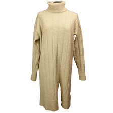 Style & Co Turtleneck Knit Sweater Dress FLAW Long Sleeve Knee Length Beige L
