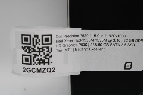 Dell Precision 7520 _ Xeon E3 @ 3.1 GHz _ 40GB RAM _ 256GB SSD _ No OS - Afbeelding 5 van 13