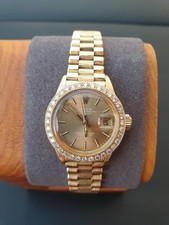 Rolex Datejust 6917 18K Gold Bark President Factory Diamond Silver Sunburst