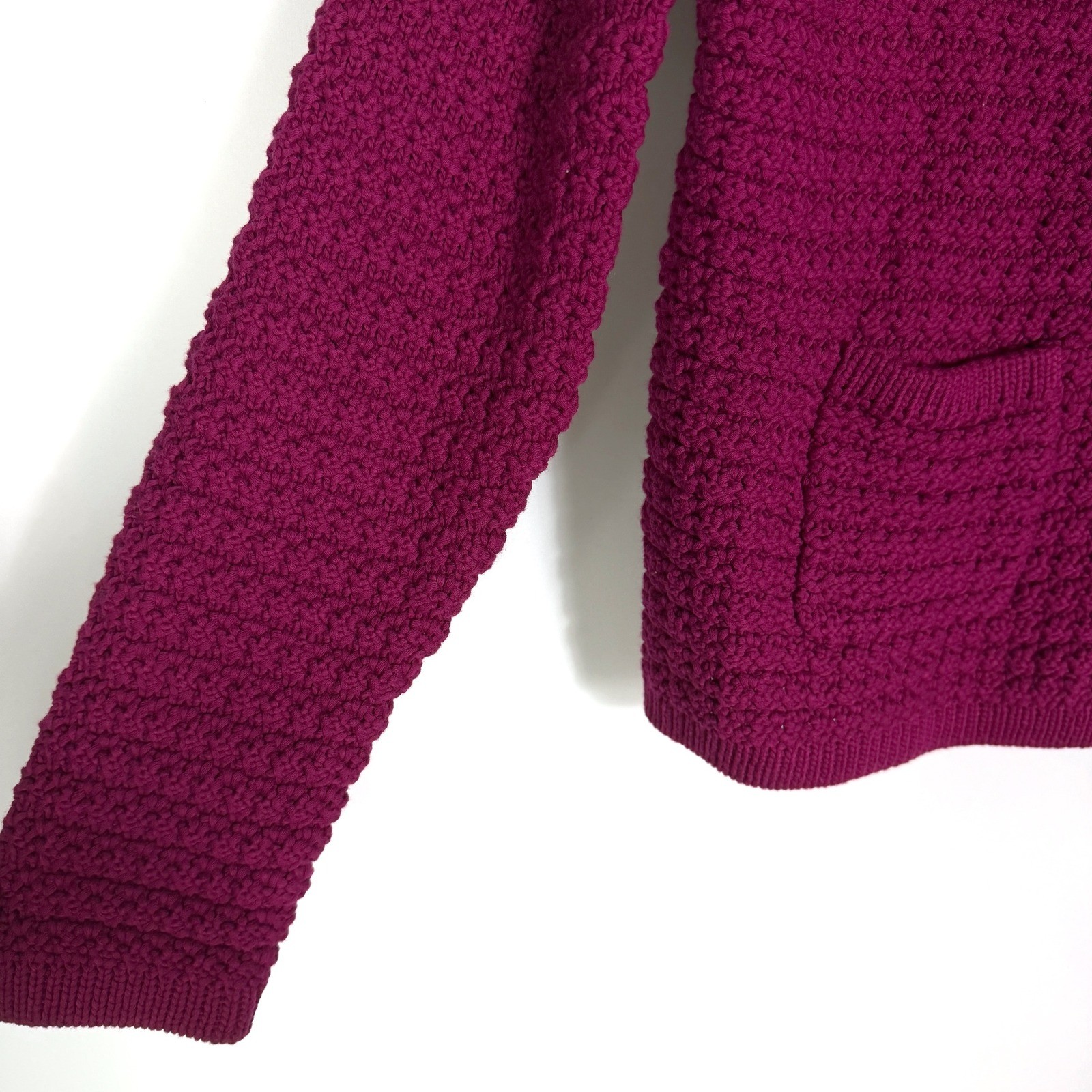 ba&sh Gaspard Cardigan Fuchsia Pink Textured Gold Button Lady Jacket Sz XS image 4
