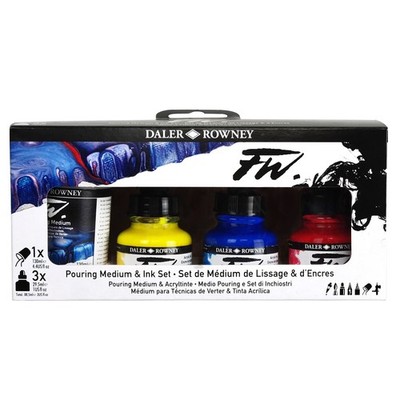 Daler-Rowney FW Acrylic Ink Pouring Set 4/Pkg-Assorted Colors