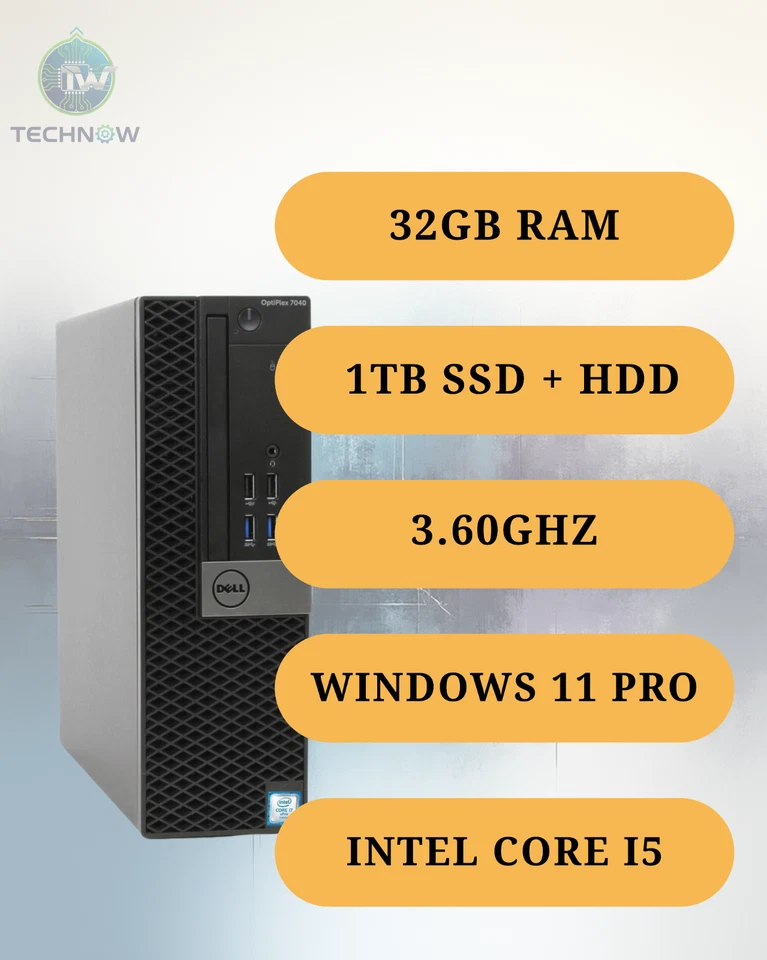 Dell Desktop PC i5, up to 32GB RAM, 4TB SSD NVMe, Windows 11 Pro, WiFi, DVDRW - Image 2 of 4