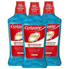 Colgate Total Alcohol Free Mouthwash Peppermint - 1L, 33.8 Fluid Ounce 3 Pack 