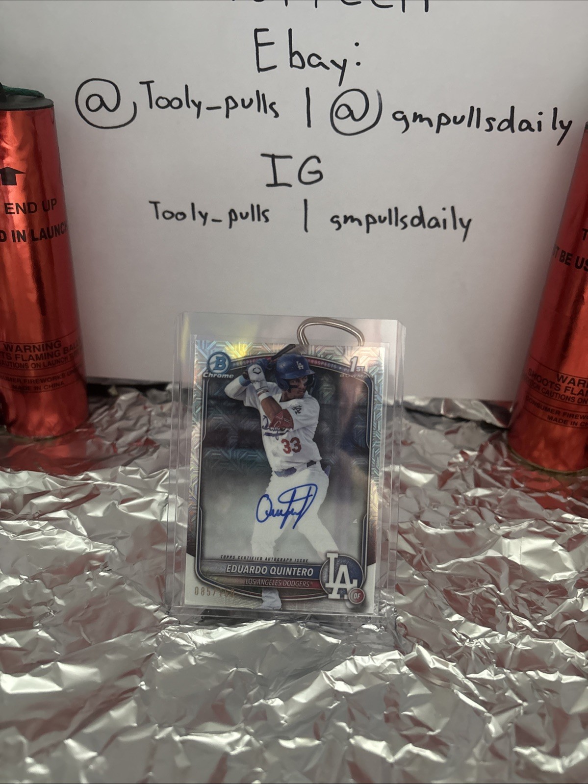 2025 Bowman Chrome 1st Eduardo Quintero HTA Mojo Refractor Auto /150 Dodgers