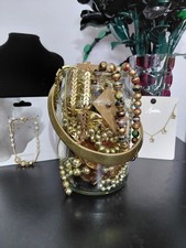 Curated Gold Theamed Costume Jewelery Jar, Necklaces, Earings, Bracelets