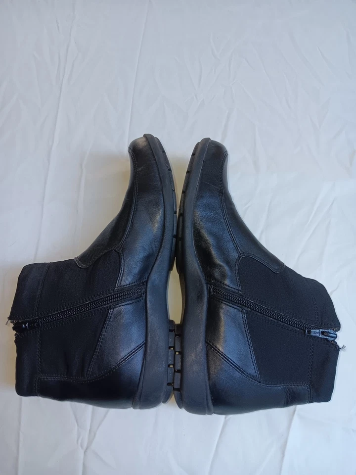 Botín Easy Spirit Eszita de cuero negro con cremallera para mujer talla 9M Foto 3 de 4