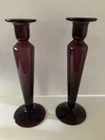 Pair Steuben Amethyst Glass Candle Holders