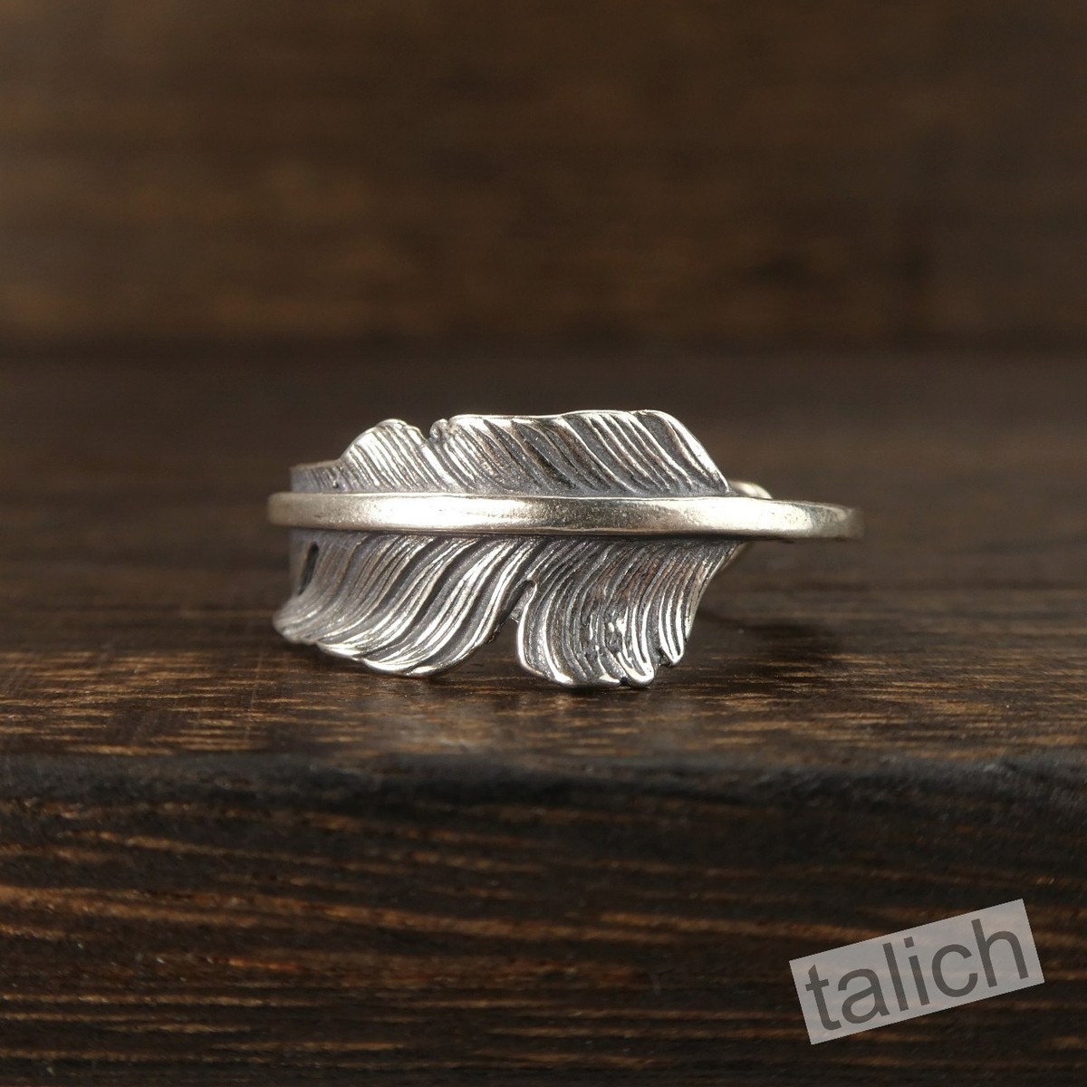 Handmade 925 Sterling Silver Detailed Feather Wrap Ring Adjustable