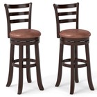 30” Bar Height Swivel Barstools Set of 2 w/Back, Faux Leather Seat for Pub