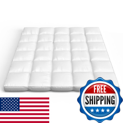 Lavish Home Down Mattress Topper - Full 2-Inch 100 Duck Feather Gusset Bed