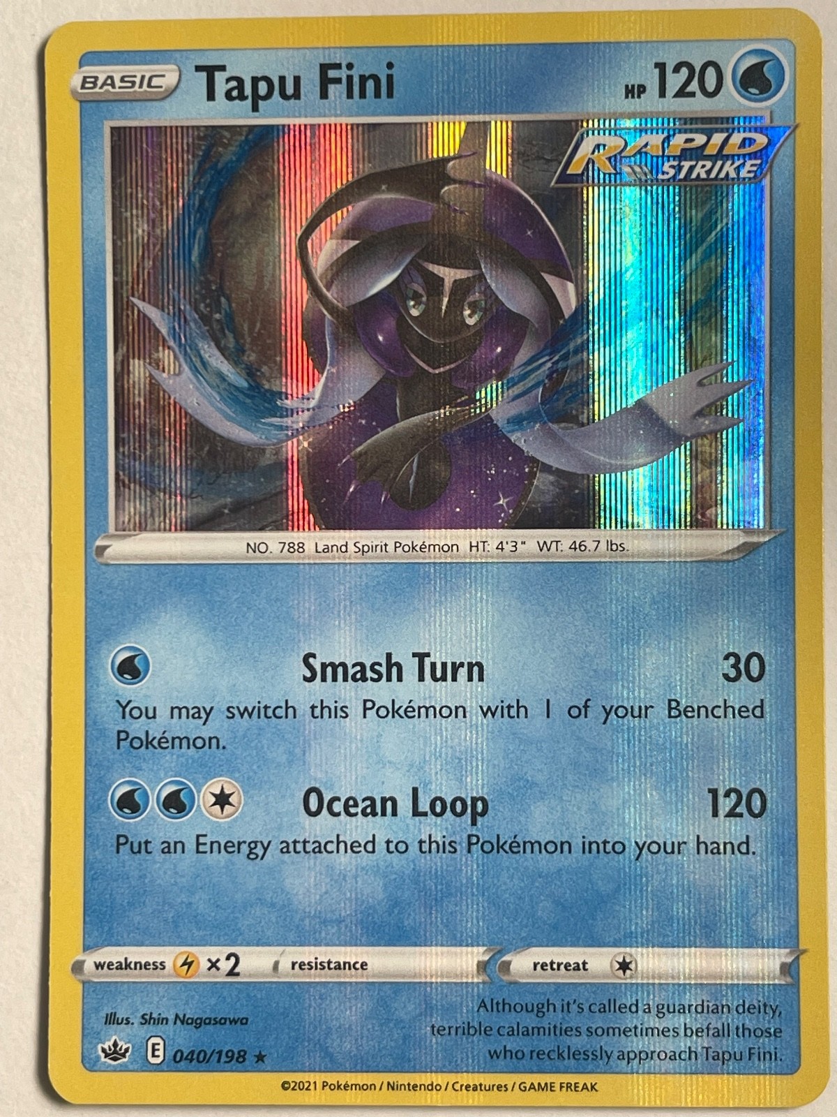 Tapu Fini Holo Holo Rare SWSH06: Chilling Reign 040/198 NM