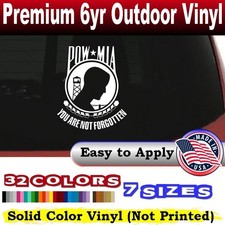 Pow Mia Not Forgotten Decal Car Truck Window Sticker Military Support