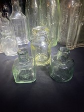 Vintage Antique Blown Glass Ink Wells Inkwell Bottle 1900s Bundle