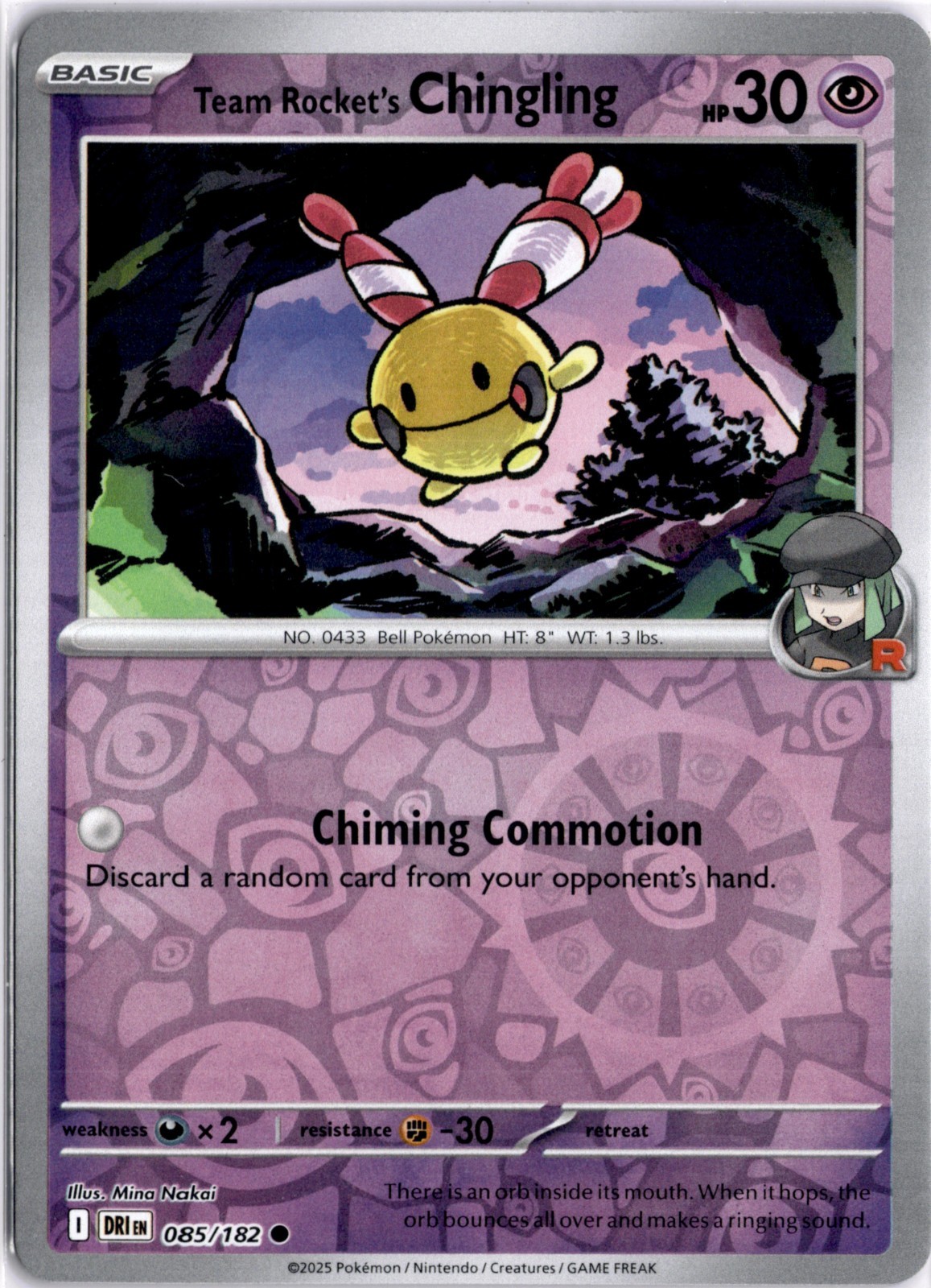 Team Rocket's Chingling 085/182 (Reverse Holo)