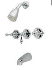 Kingston Brass KB231AL Victorian Collection Chrome 3 Handle Tub Shower Faucet