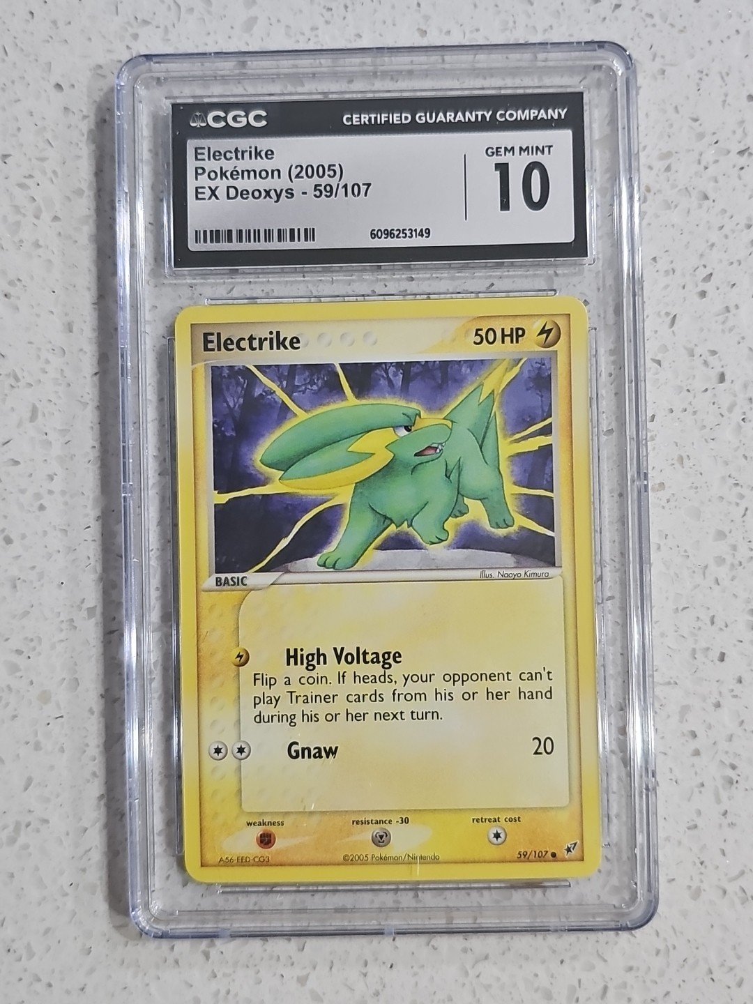 CGC Graded 10 Mint+ Electrike 59/107 EX Deoxys  Reverse Holo Pokemon Card 2005
