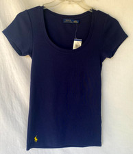 RALPH LAUREN..SCOOP NECK..NAVY BLUE..COTTON KNIT..TUNIC..TOP..NEW TAGS..XS